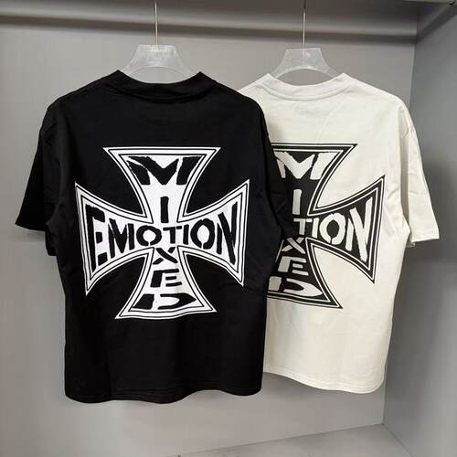 MIXEDEMOTION破洞印花短袖T恤潮