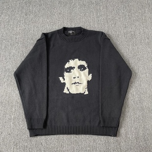 美潮ERD忧郁 毛衣FOG 富二代复古秋冬休闲人像提花宽松圆领针织衫
