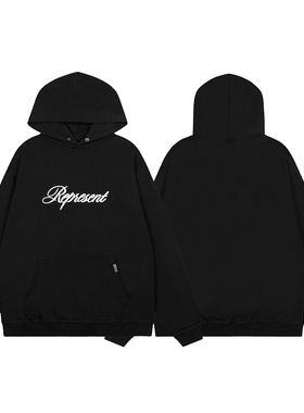 Represent美潮高街经典基础款字母印花宽松纯棉毛圈休闲连帽卫衣
