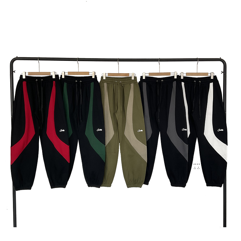 corteiz美潮复古撞色加绒束脚裤