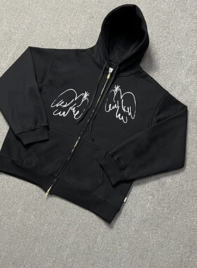 AIME LEON DORE ALD美潮高街秋冬休闲字母印花加绒连帽拉链卫衣男