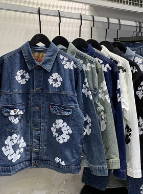 欧美潮牌Denim Tears高街嘻哈男女同款春秋休闲宽松牛仔夹克外套