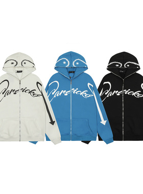 Carsicko full zip hoodie hip hop欧美摇粒绒开衫卫衣拉链外套潮
