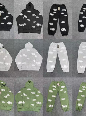 corteiz tracksuit美潮高街联名款运动休闲套装满印加绒卫衣长裤
