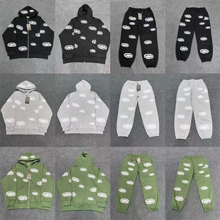 corteiz tracksuit美潮高街联名款运动休闲套装满印加绒卫衣长裤