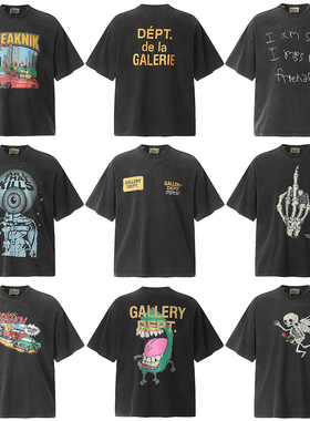 GALLERY DEPT美潮高街复古VTG水洗做旧印花宽松重磅纯棉短袖T恤男
