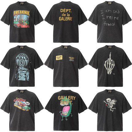 GALLERY DEPT美潮高街复古VTG水洗做旧印花宽松重磅纯棉短袖T恤男