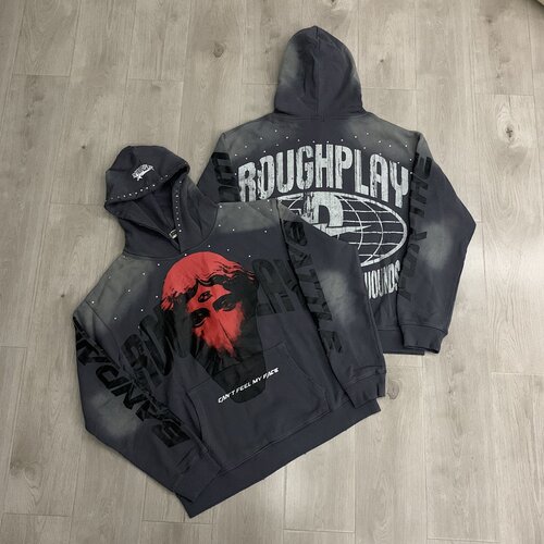 RoughPlay美潮复古烫钻连帽卫衣