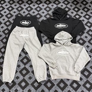 corteiz tracksuit美潮高街运动休闲秋冬加绒连帽卫衣长裤套装男