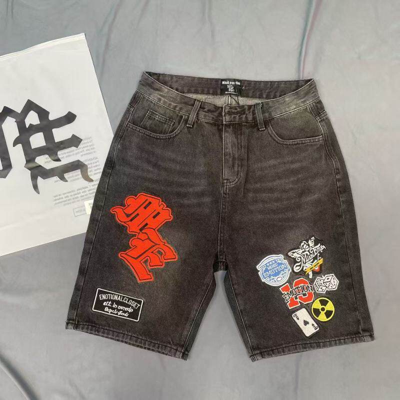 MIXEDEMOTION美潮直筒牛仔短裤