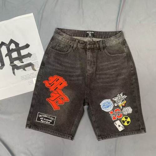 MIXEDEMOTION美潮直筒牛仔短裤