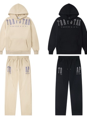 trapstar美潮高街秋冬运动休闲字母烫钻宽松纯棉加绒卫衣长裤套装