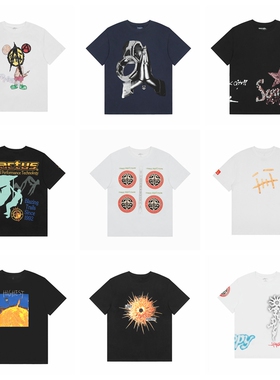 美潮Travis Scott明星同款夏季时尚休闲男女情侣宽松纯棉短袖T恤