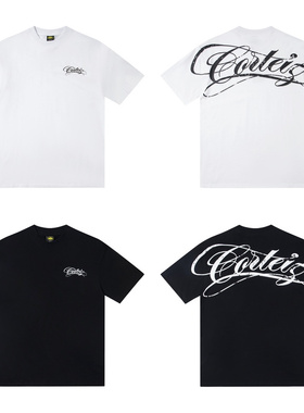 corteiz美式高街潮牌夏季男女同款草写字母印花宽松纯棉短袖T恤衣