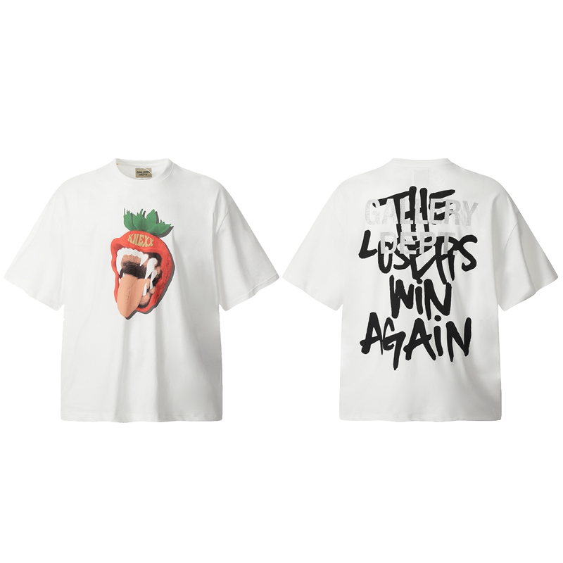 thumbnail for Gallery Dept American Trendy High Street Retro Vtg Washed Distressed Printed Loose Heavyweight Pure Cotton Short-Sleeved T-Shirt for Men