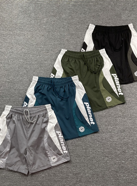 broken planet欧美高街潮牌复古字母logo刺绣撞色梭织沙滩短裤fog