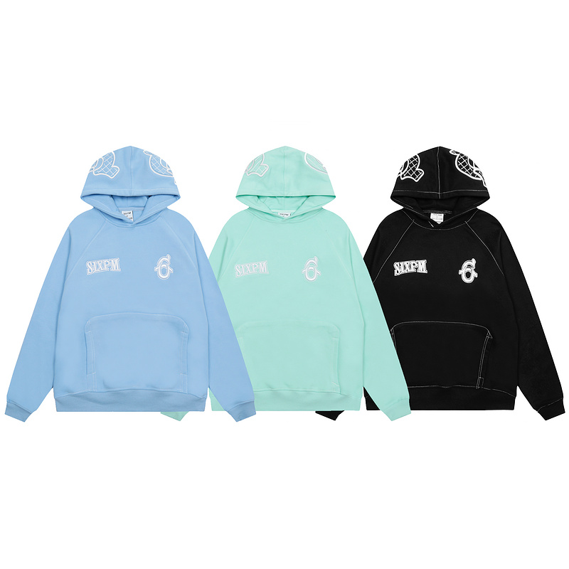 6PMDrill风美潮刺绣连帽衫卫衣