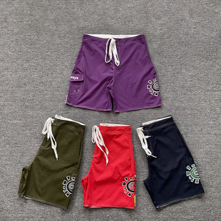 ADWYSD太阳卷抽绳短裤美式复古高街夏季休闲梭织沙滩潮牌五分裤男