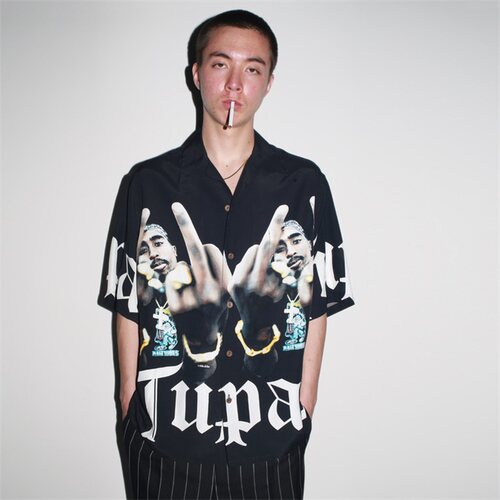 WACKOMARIA潮流休闲短袖衬衫男