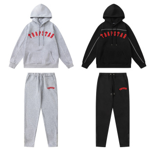 Trapstar小众美潮高街嘻哈男女字母毛巾刺绣宽松加绒卫衣长裤套装
