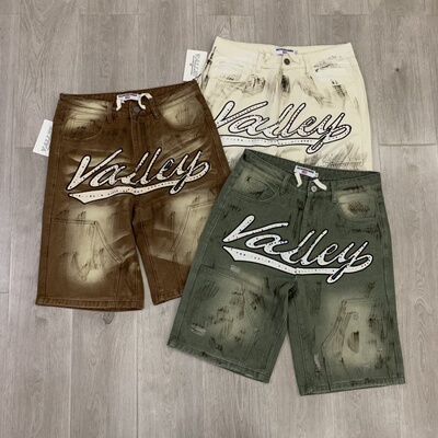 ValeValley高街烫钻牛仔短裤潮