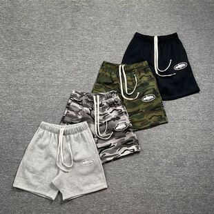 corteiz camouflage shorts美潮街头嘻哈休闲加绒迷彩抽绳短裤fog