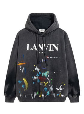 Gallery Dept联名款卫衣美潮嘻哈高街秋冬加绒涂鸦印花宽松连帽衫