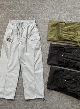 broken planet美式高街字母徽标刺绣宽松直筒梭织拼接休闲长裤潮