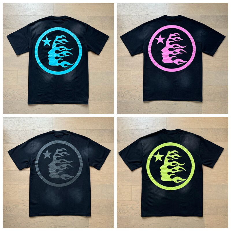 HELL短袖高街复古水洗做旧T恤男