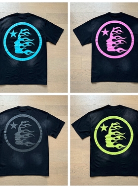 INS HIP HOP HELL VINTAGE WASHED SHORT SLEEVES水洗做旧短袖T恤