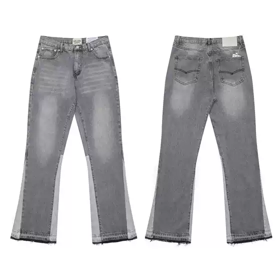 Gallery Dept Jeans American High Street Retro Washed Patchwork Knife-Cut Micro-Flared Casual Denim Pants