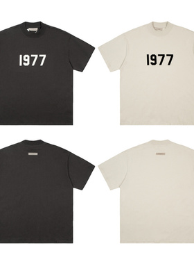 FOG复线潮牌ESSENTIALS美式高街夏季1977字母植绒宽松纯棉短袖T恤