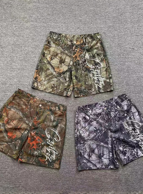 corteiz美式高街潮牌夏季休闲男士创意扎染迷彩户外直筒五分短裤