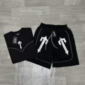 Trapstar美潮高街夏季 套装 运动休闲反光字母Logo纯棉短袖 T恤短裤