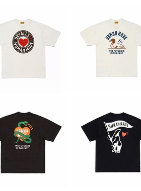 26SS夏季新款欧美日系潮牌卡通印花宽松竹节棉男女情侣短袖T恤INS