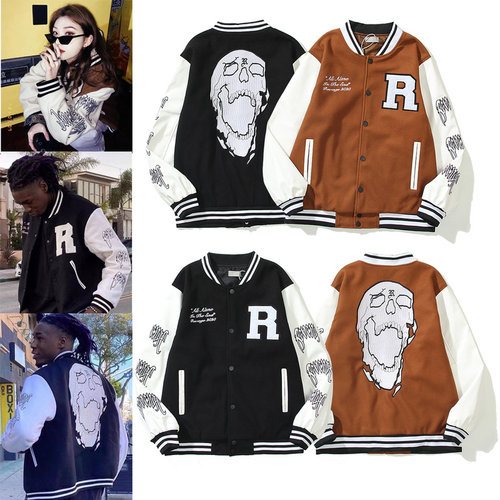 Revenge骷髅刺绣棒球服夹克外套