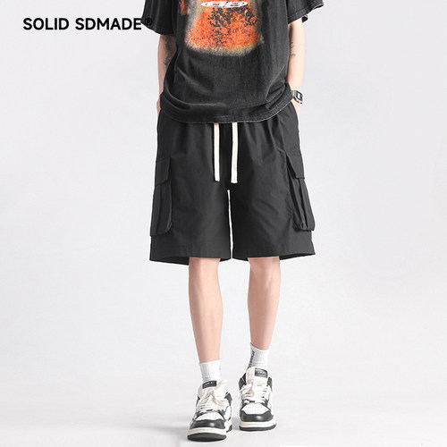 SOLIDSDMADE 夏季工装短裤男款宽松百搭休闲裤美式潮牌运动五分裤