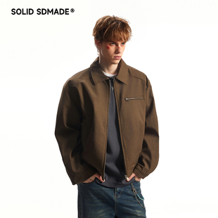 SOLID SDMADE 复古哈灵顿翻领飞行夹克男女秋季美式休闲短款外套