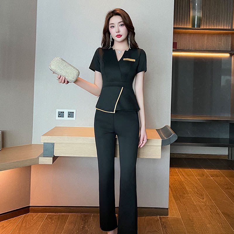 沐足按摩美容院工作制服显瘦spa技师服女短袖长裤套装足疗店工衣