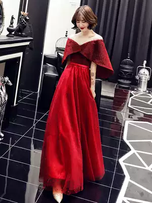 Toast dress Bride 2021 summer wedding red back door dress Engagement thank you banquet wedding evening dress lanky version
