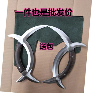 武术双钺奇门冷兵器鹿角刀鸡爪挡未开刃双玥不锈钢八卦子午鸳鸯钺