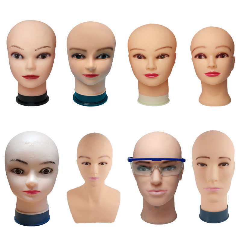 假发头模型假人头女帽子展示假发支架塑胶光头模美容化妆练习头