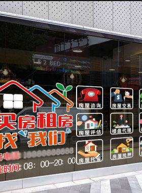 房产中介房屋租赁公司玻璃门贴纸