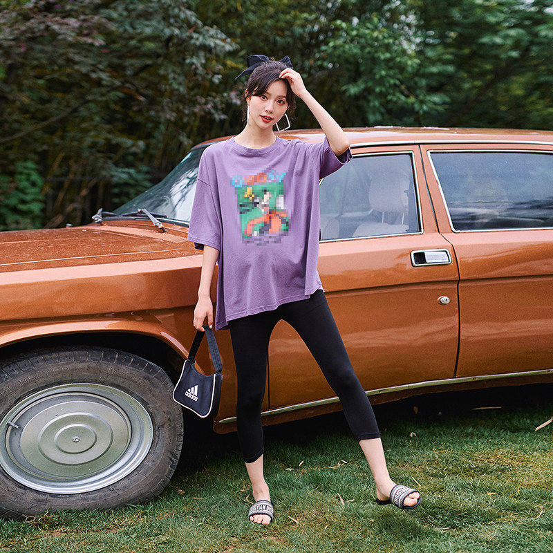 孕妇打底裤孕妇裤子夏季套装短袖t恤薄款外穿潮妈春夏孕妇裤