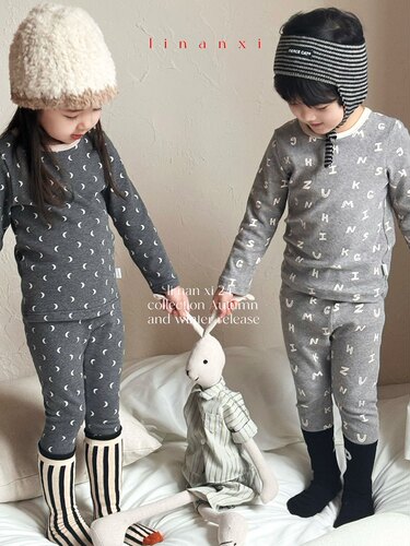 Mini me童装店羊毛拉架儿童家居服秋冬A类男女宝宝秋衣秋裤两件套