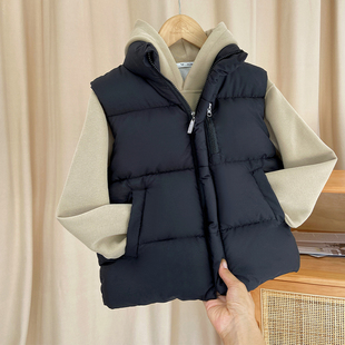 2025秋冬儿童羽绒棉马甲男童加厚背心女童保暖休闲坎肩中大童棉服