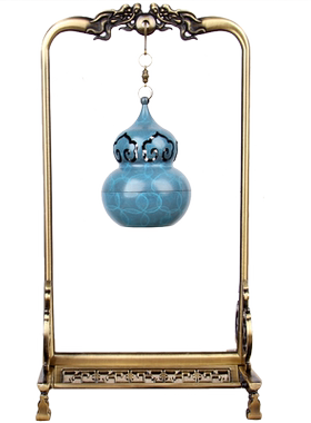 朴器 双龙门框铜葫芦款铜吊炉摆件