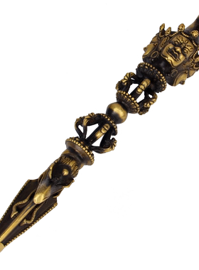 朴器 擦黑色马头大明王铜金刚杵摆件