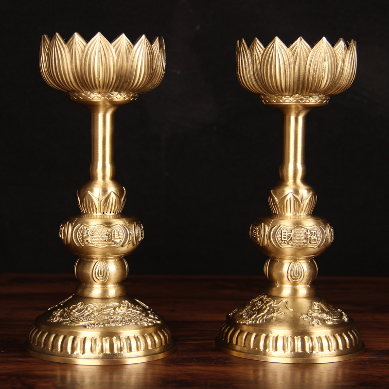 Y13号铜双层烛台摆件中式