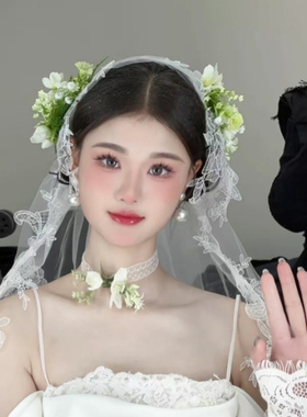 新娘白色花朵发夹发饰套装